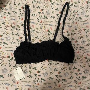 NWT Free People Black Ruffled Bralette Medium